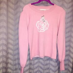 Cynthia Rowley Pink Sweater with Rose design XS  NWT
